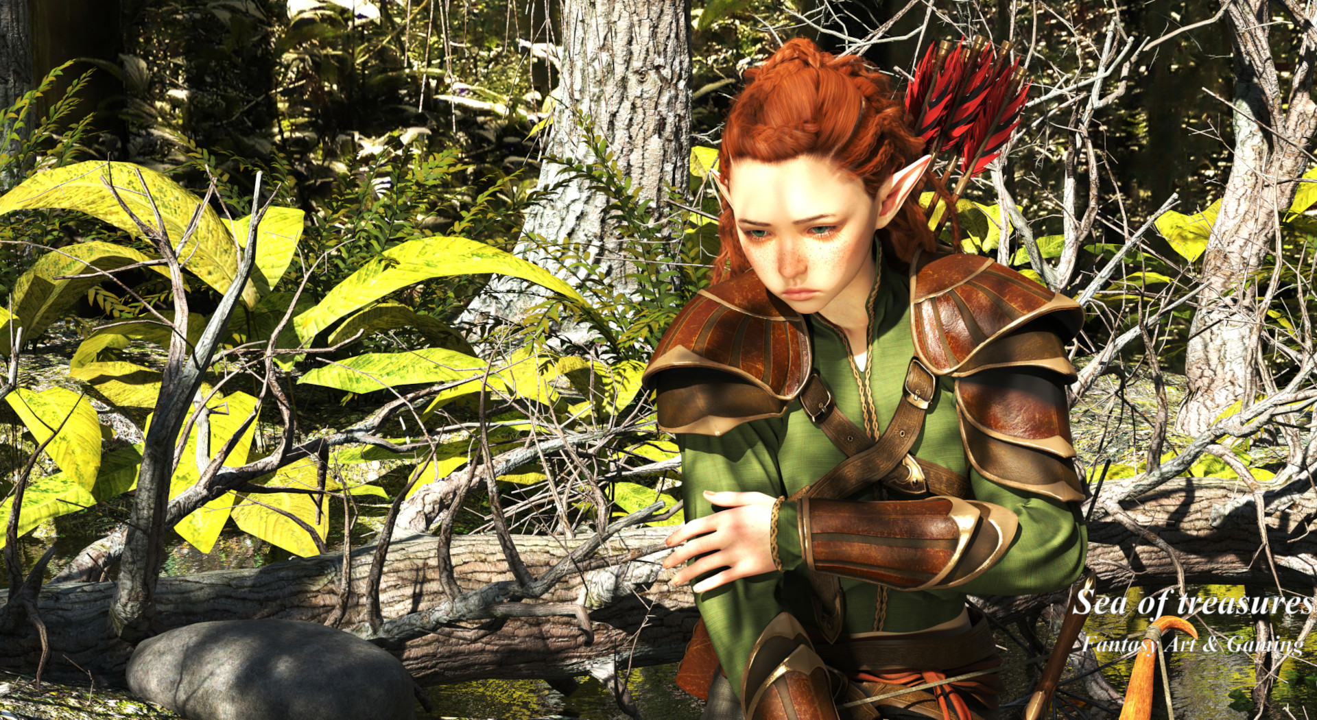 Fantasy Art: Elven Sentinel in the Autumn Glade