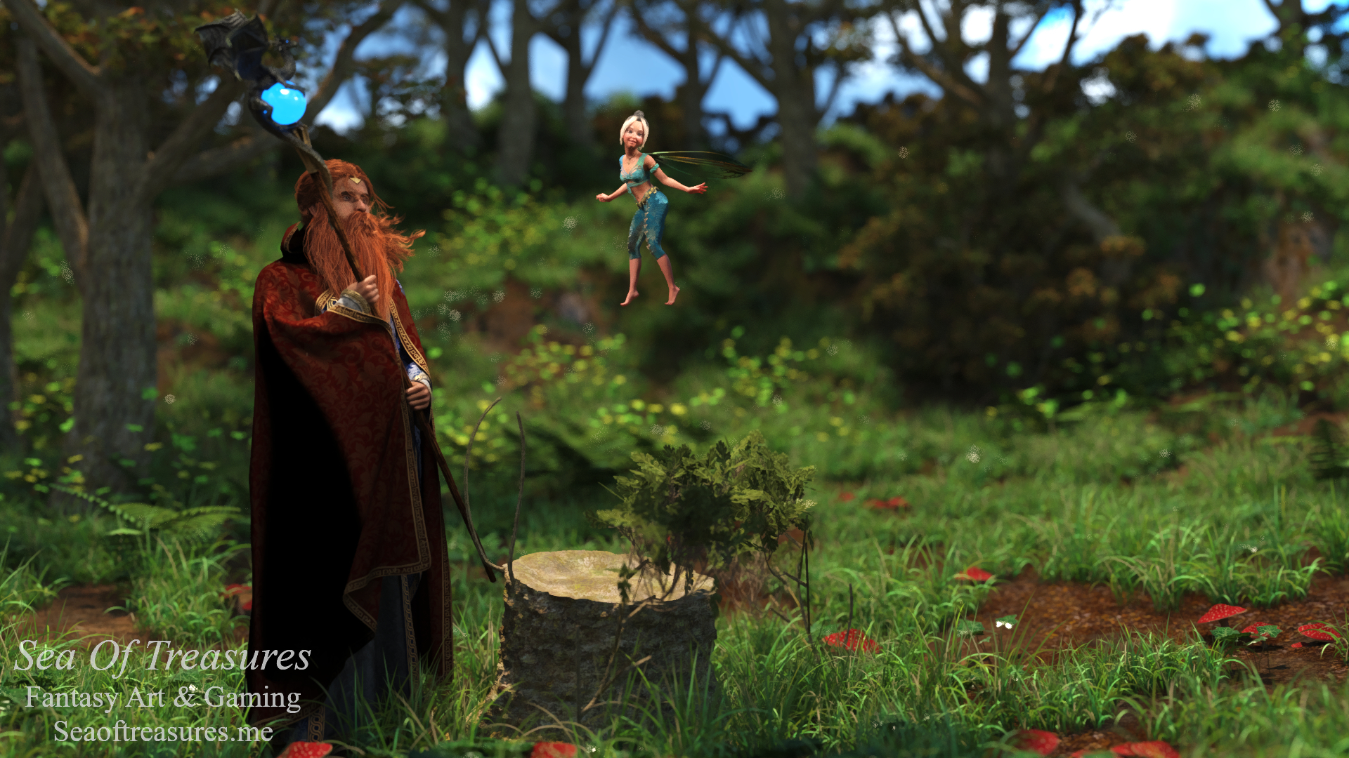 Fantasy Art: The Wizard’s Encounter in the Enchanted Glade